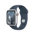 Apple Watch Series 9 (GPS + Cellular) 41mm Aluminum Case with Storm Blue Sport Band - S/M - Silver - MRHV3LL/A