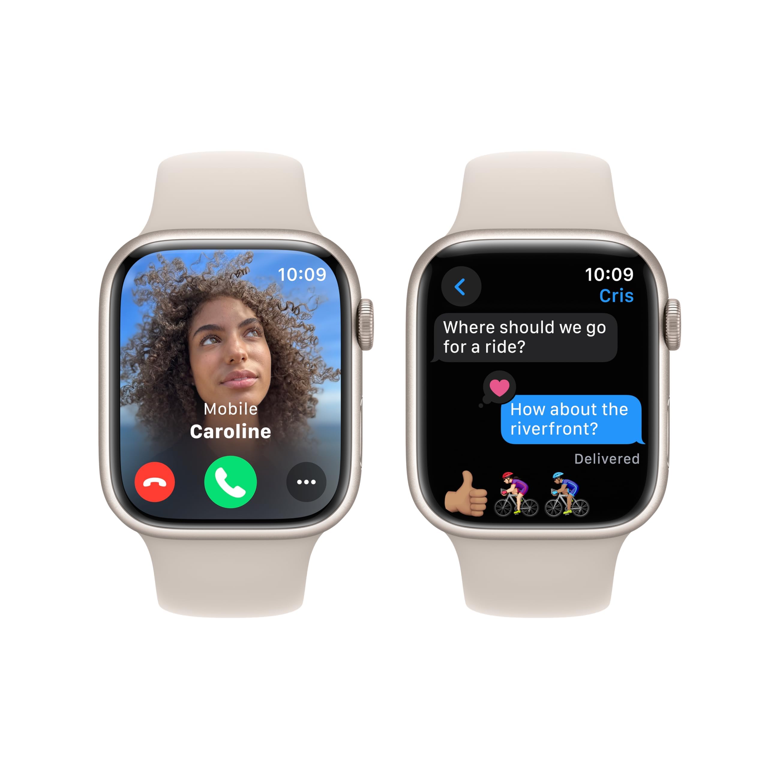 Apple Watch Series 9 [GPS 45mm] Smartwatch with Starlight Aluminum Case and Sport Band M/L - MR973LL/A