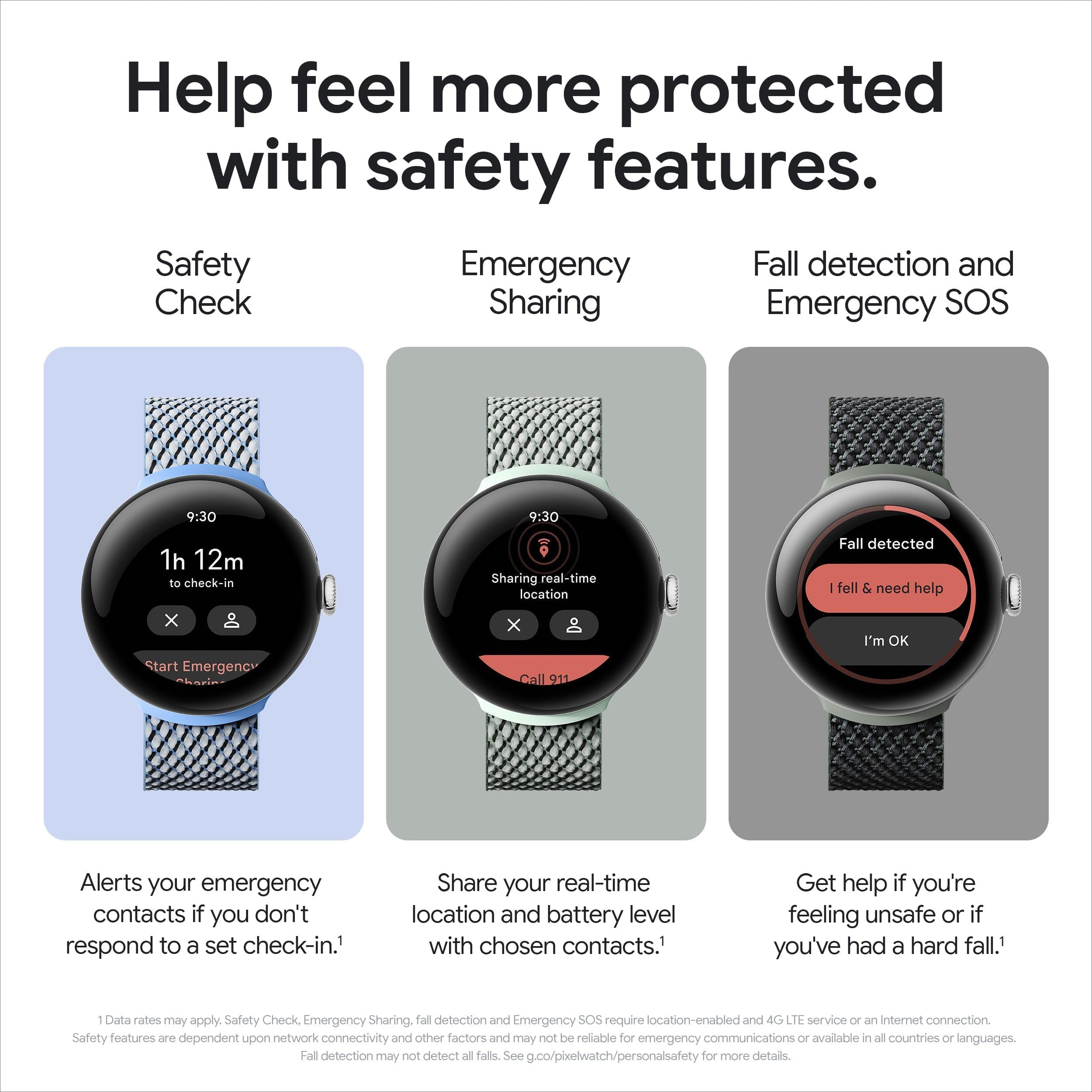 Google Pixel Watch 2 41mm - LTE - Silver Aluminum Case with Bay Band - GA05016-US