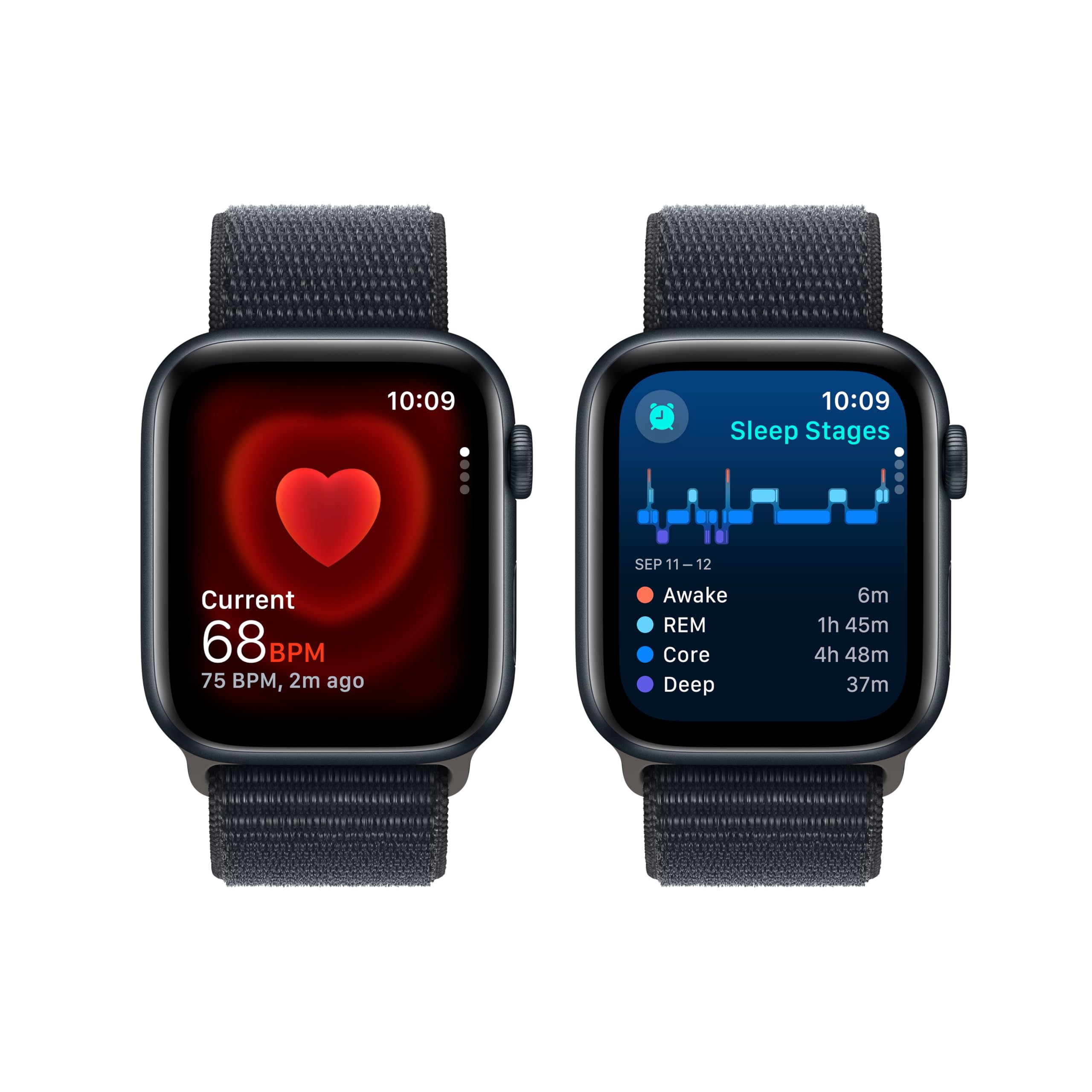 Apple Watch SE 2nd Generation (GPS + Cellular) 44mm Midnight Aluminum Case with Midnight Sport Loop