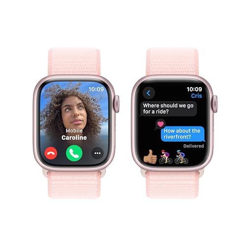 Apple Watch Series 9 GPS 41mm  - Pink Aluminum Case with Light Pink Sport Loop - MR953LW/A