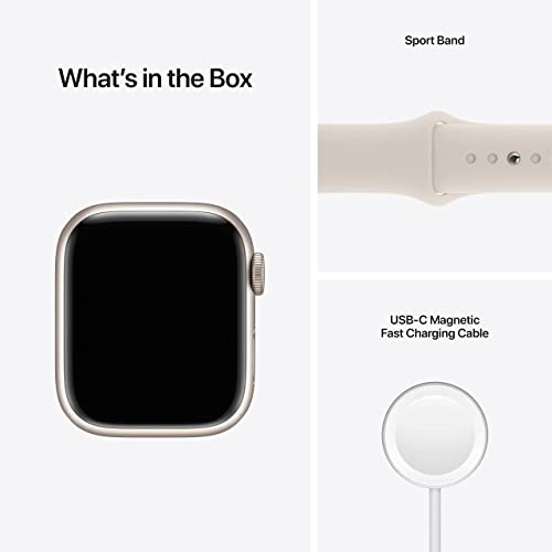 Apple Watch Series 7 (GPS, 41mm) Starlight Aluminum Case with Starlight Sport Band, Regular - MKMY3LL/A
