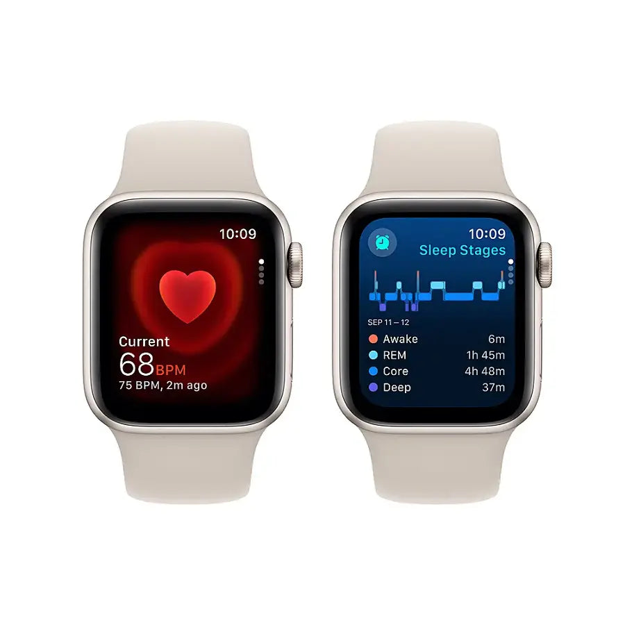 Apple Watch SE 2nd Generation (GPS) 40mm Starlight Aluminum Case with Starlight Sport Band - S/M - MR9U3LL/A