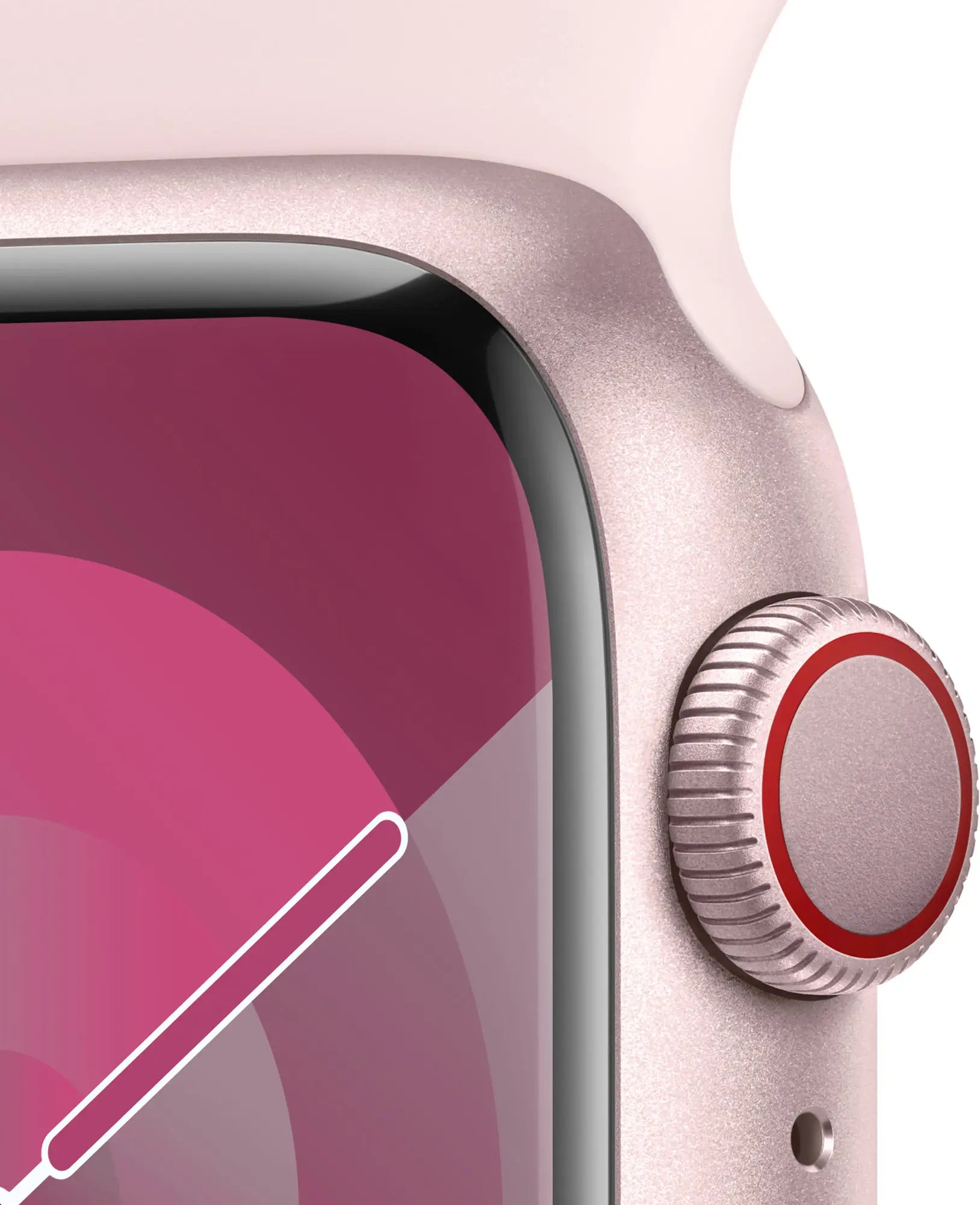 Apple Watch Series 9 (GPS+Cell) 41mm Pink Aluminum Case w/ Light Pink Sport Band - S/M