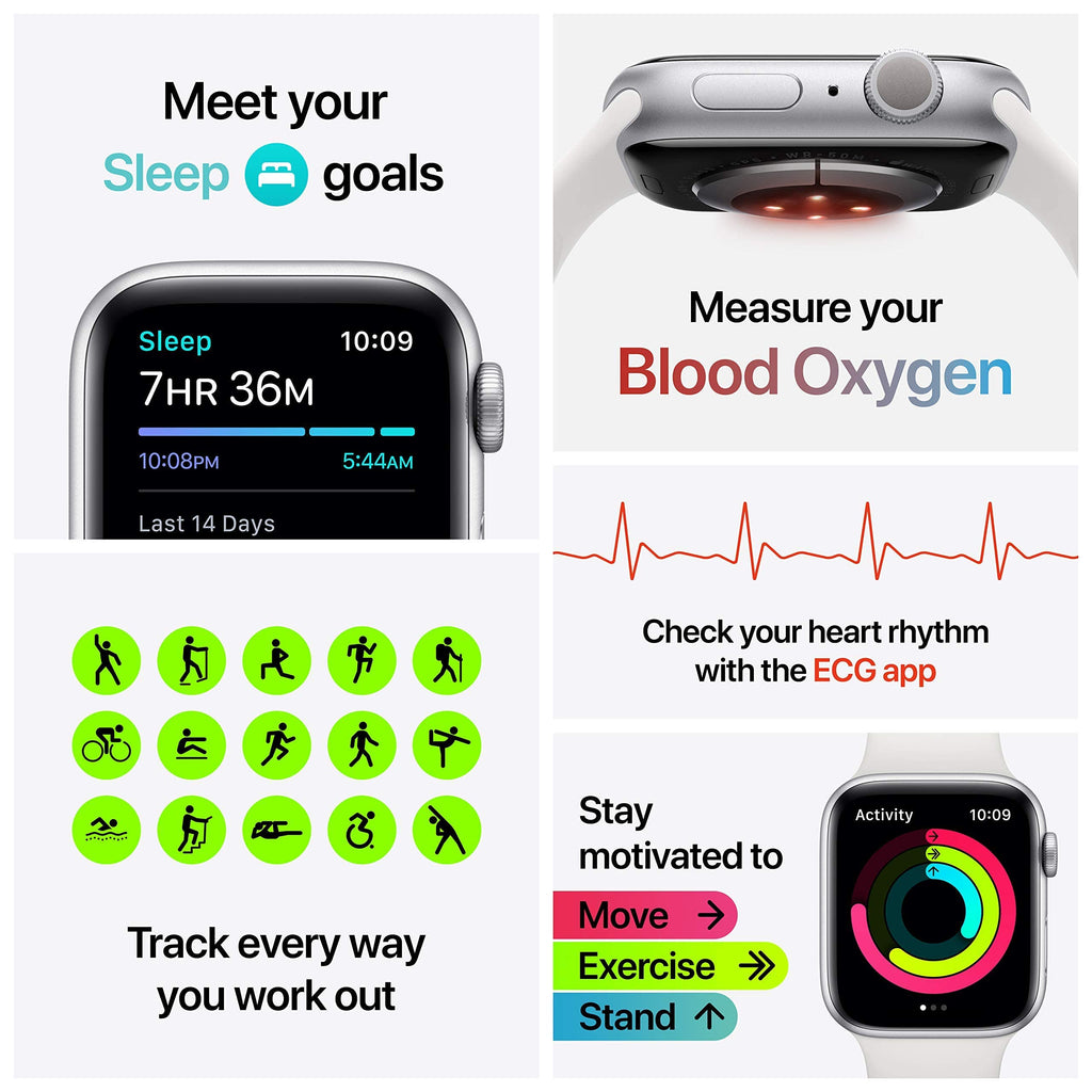 Apple Watch Series 6 (GPS, 40mm) - Silver Aluminum Case with White Sport Band - MG283LL/A