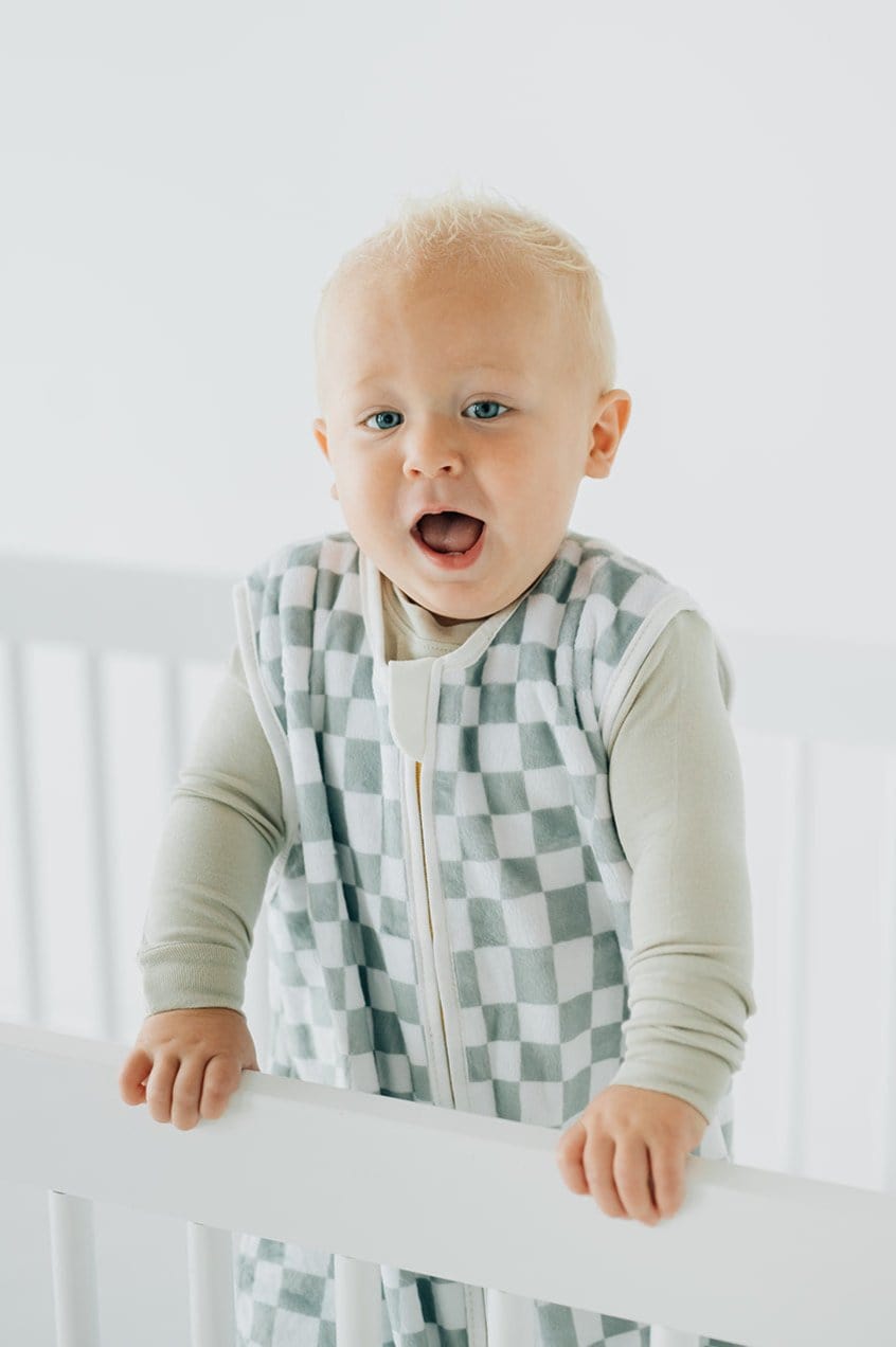 Sage Check Wearable Minky Blanket