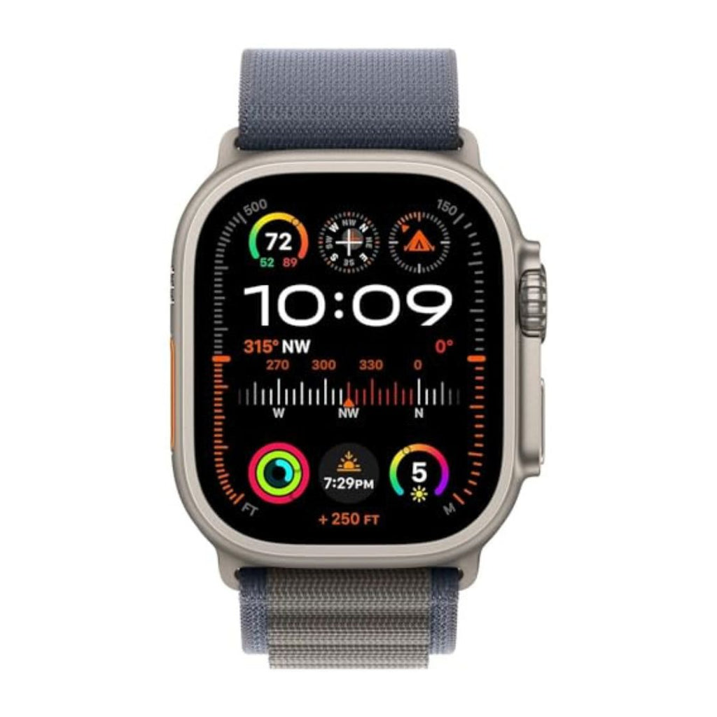 Apple Watch Ultra 2 (GPS + Cellular) 49mm Titanium Case with Blue/Black Trail Loop - S/M - Titanium