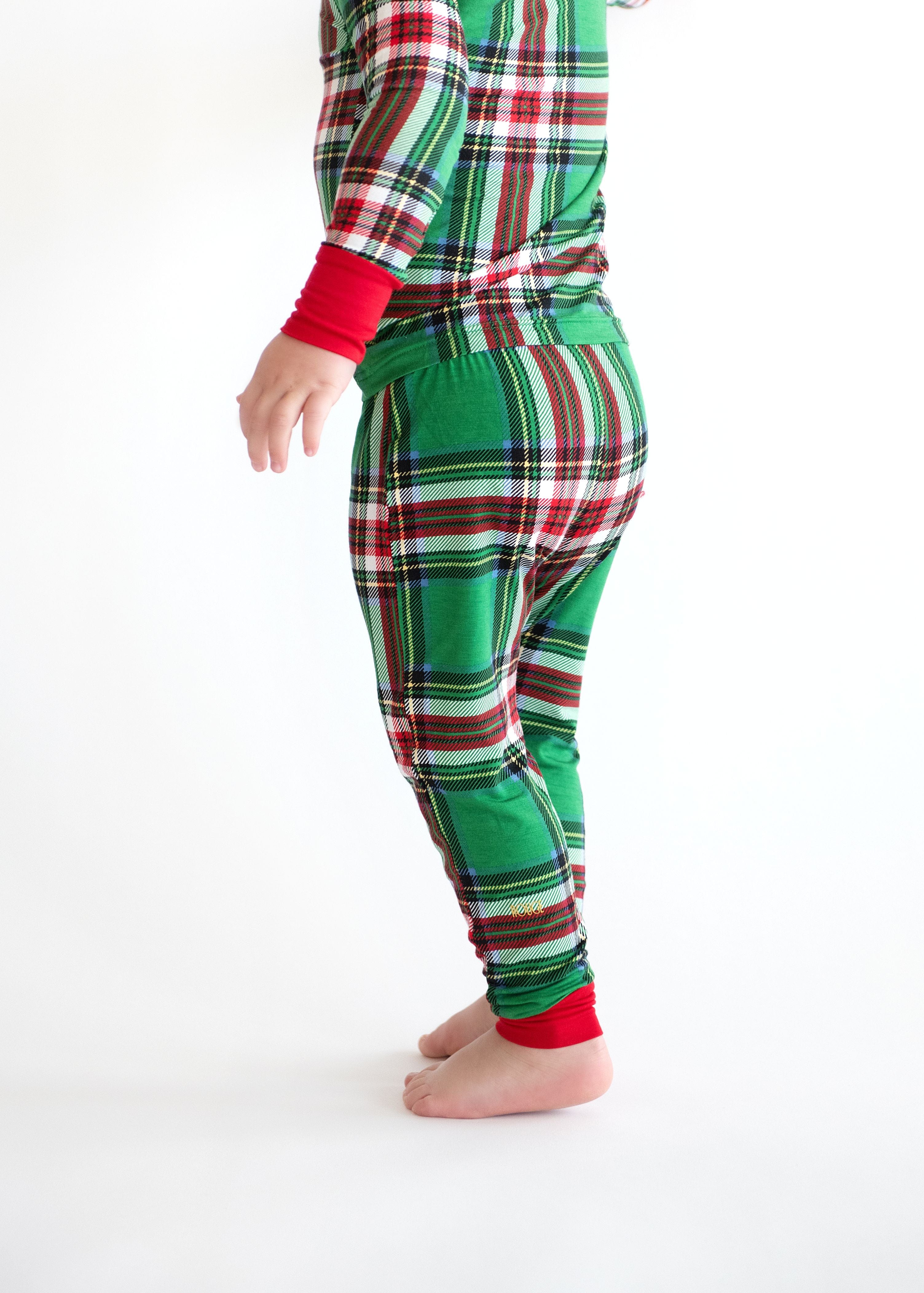 Snug-Fitting Unisex Toddler Matching Set - Green Plaid