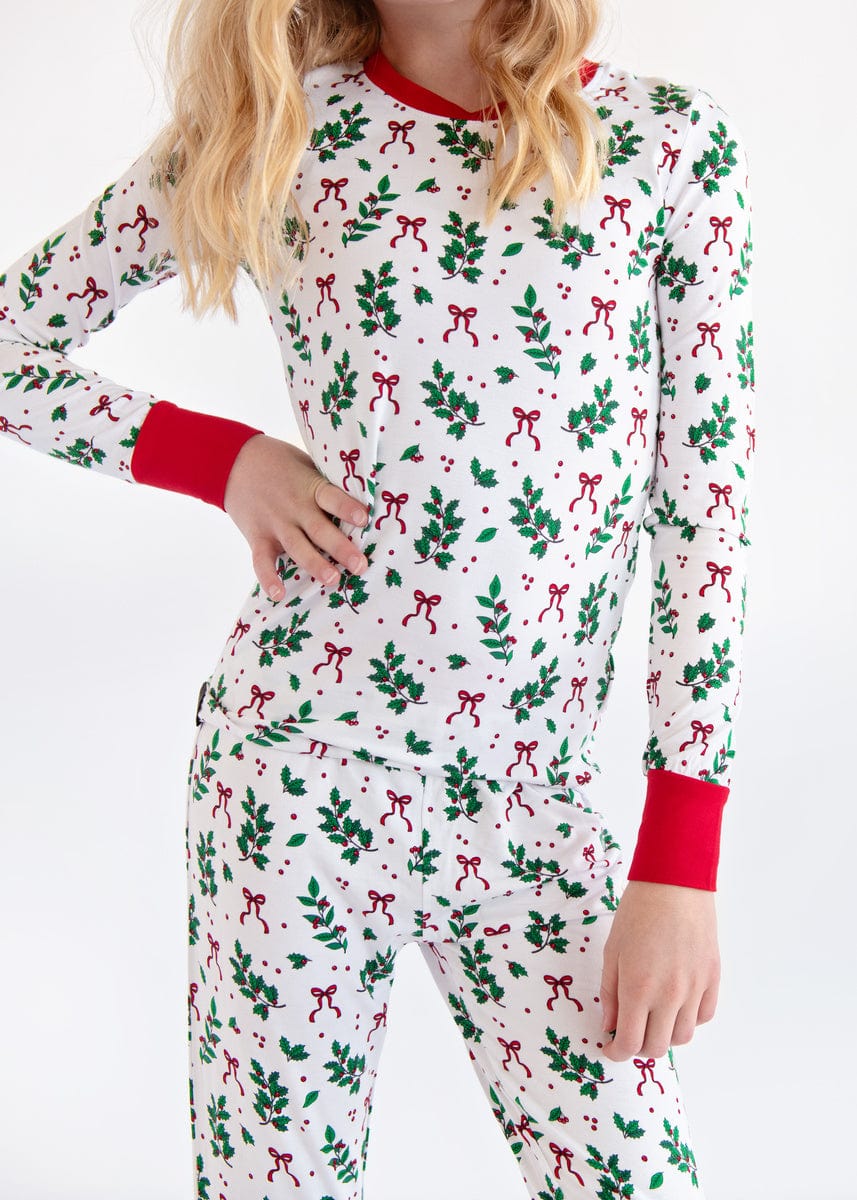 Snug-Fitting Unisex Tween Matching Set - Holiday Bow