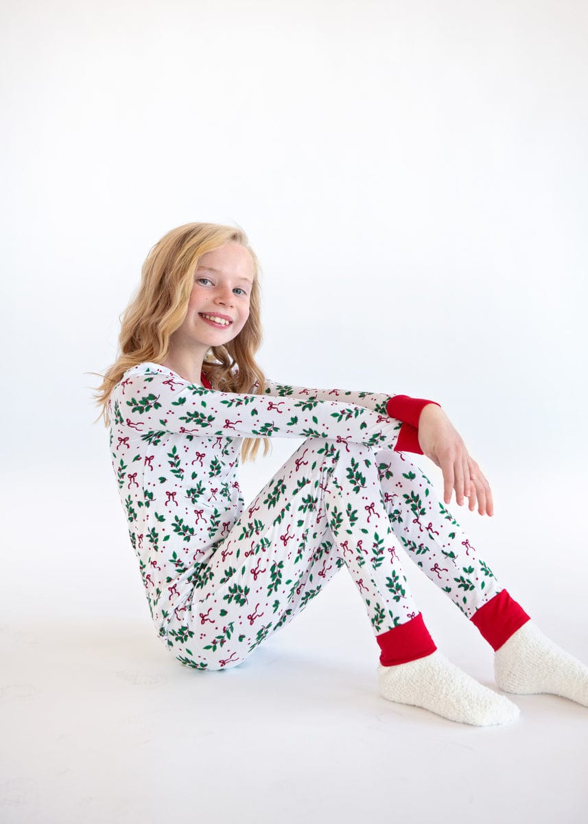 Snug-Fitting Unisex Tween Matching Set - Holiday Bow