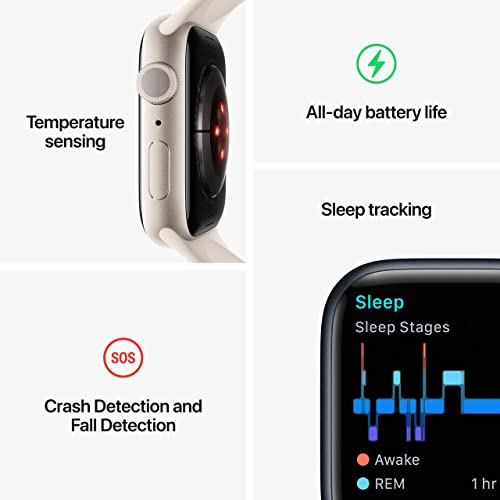 Apple Watch Series 8 (GPS) 41mm Aluminum Case with Midnight Sport Band - S/M - Midnight - MNU73LL/A