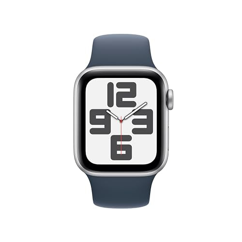 Apple Watch SE 2nd Generation (GPS) 40mm Silver Aluminum Case with Storm Blue Sport Band - M/L - MRE23LL/A