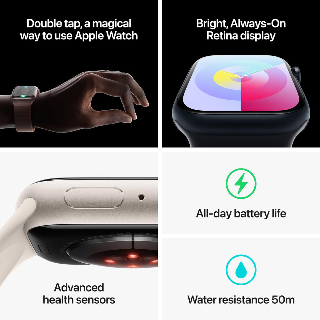 Apple Watch Series 9 (GPS) 41mm Midnight Aluminum Case with Midnight Sport Loop - Adj - Midnight
