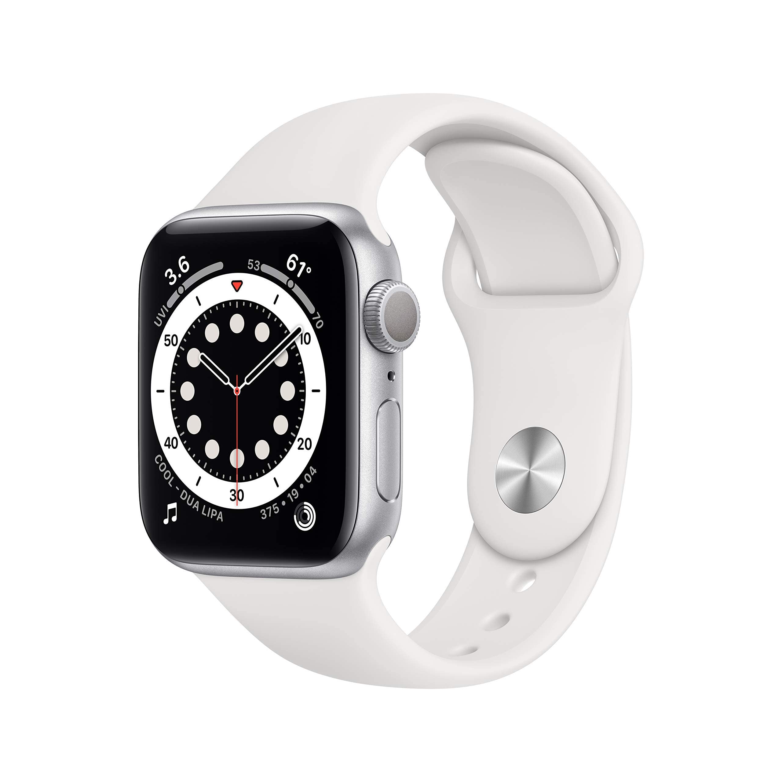 Apple Watch Series 6 (GPS, 40mm) - Silver Aluminum Case with White Sport Band - MG283LL/A